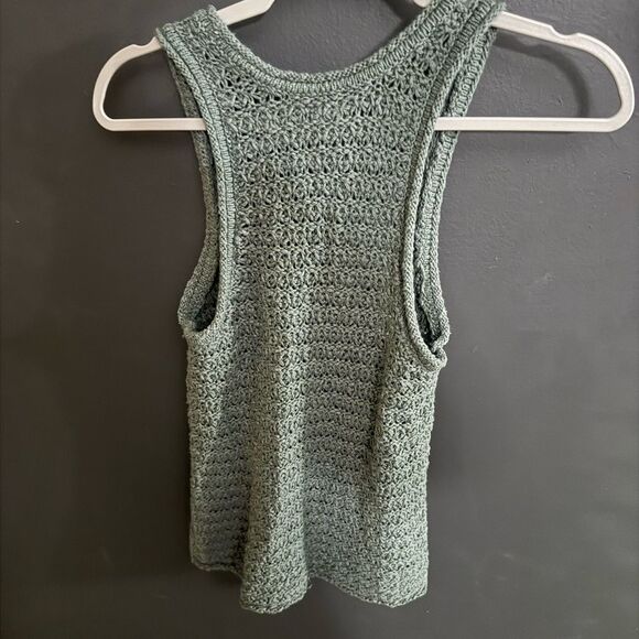 Aerie Green Cropped Ribbed Tank Top - Picture 3 of 7